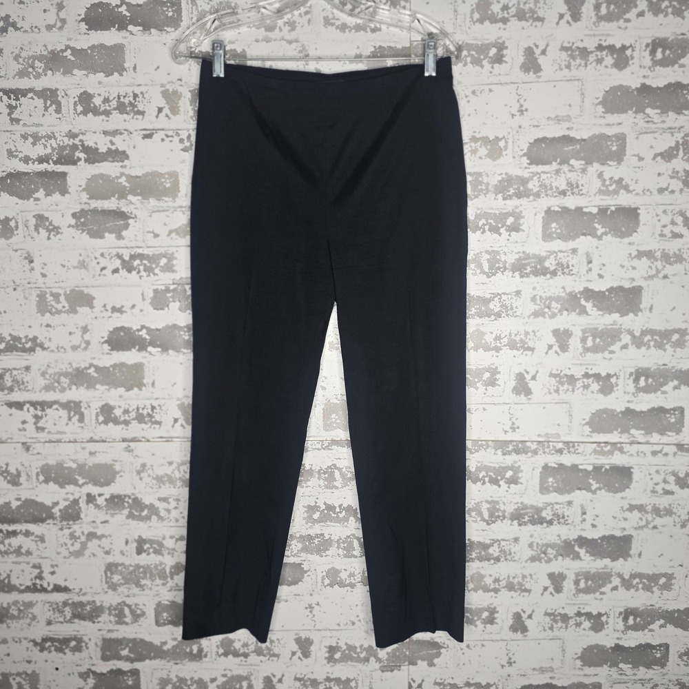 Piazza Sempione Black Tailored Dress Pants Side Zip Ankle Slit Trousers 28x23.5‎